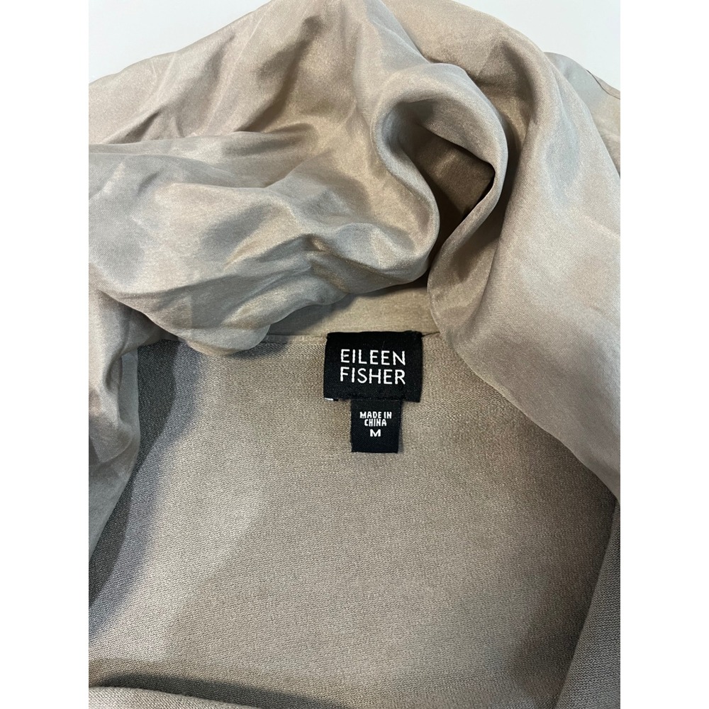 EILEEN FISHER‎ Silk Blend Open Front Cardigan Taupe M Casual Career Capsule - Picture 4 of 6